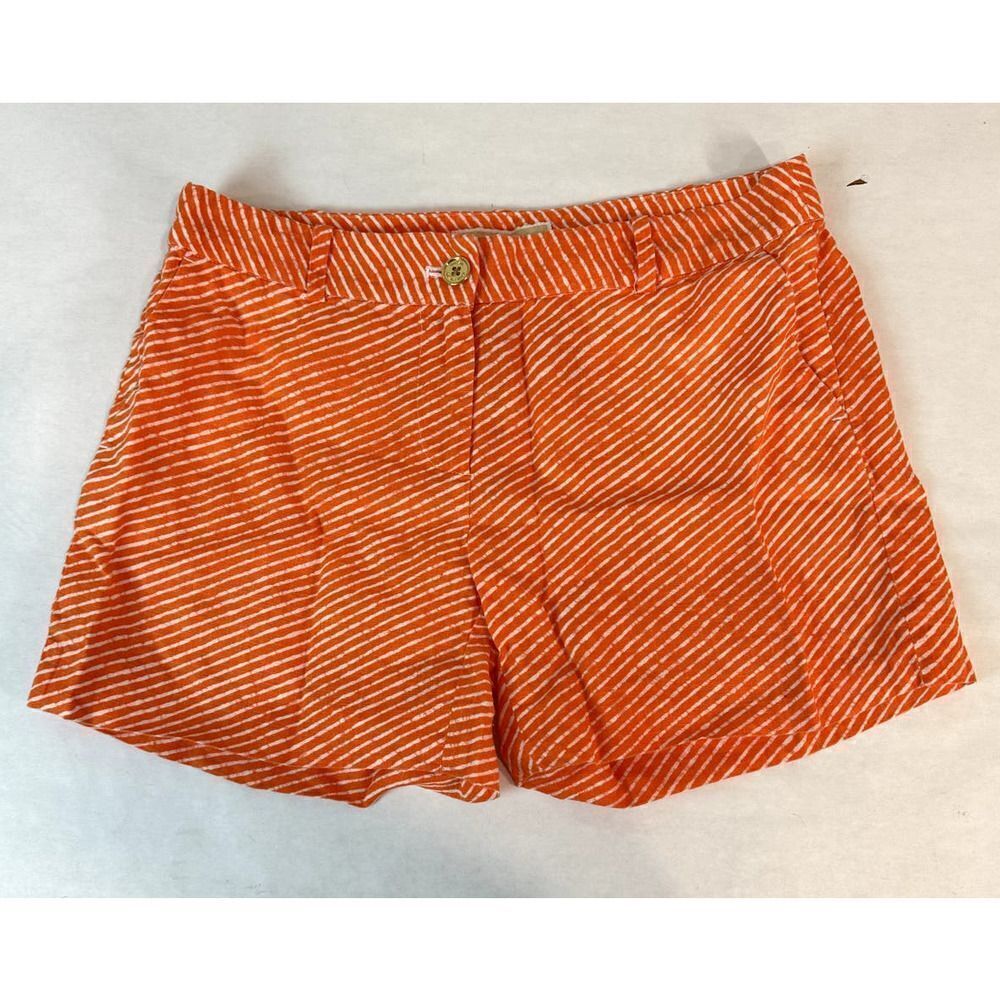 Michael Kors Orange Striped Dress Shorts 100% Linen-- Size 4